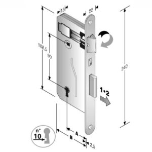 Serratura Patent Mm 8x90 E50 Bt Bronzata  Gb Gemac