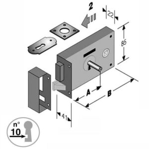 2 Pezzi Serratura Applicare Portoncino Mm 140 Sx    177 Gb