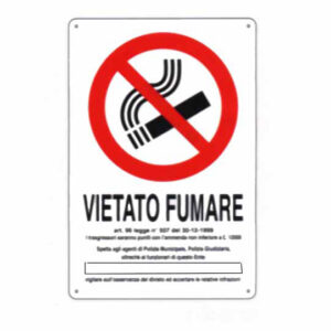 Cartello Vietato Fumare Dl        20x 30 Alluminio