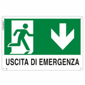 Cartello Uscita Emergenza Giu'    30x 20 Plastica