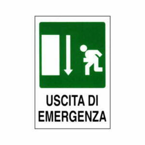 10 Pezzi Cartello Uscita Emergenza Giu'      12x 18 Adesivo