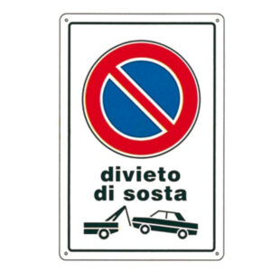 Cartello Divieto Di Sosta R.f.    20x 30 Plastica