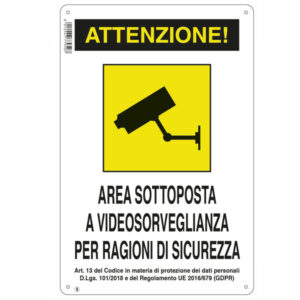 10 Pezzi Cartello Area Videosorvegliata    20x 30 Plastica