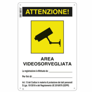 10 Pezzi Cartello Area Videosorvegliata    20x 30 Plastica