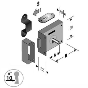 2 Pezzi Serratura Applicare Cantina Mm 140 Sx       195 Gb