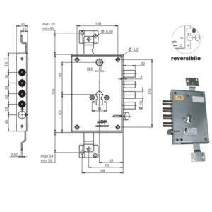 Serratura Sic.triplice.cil.e63     Rce664/280 Moia